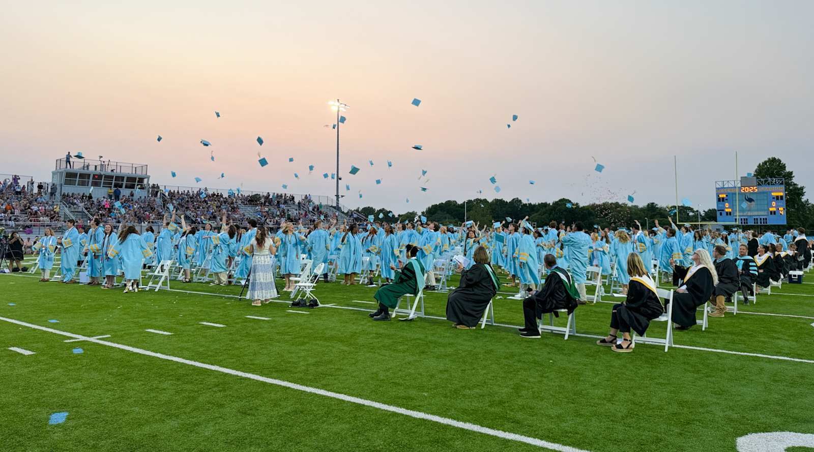 Cape Henlopen High School Class of 2025 graduation on the football field