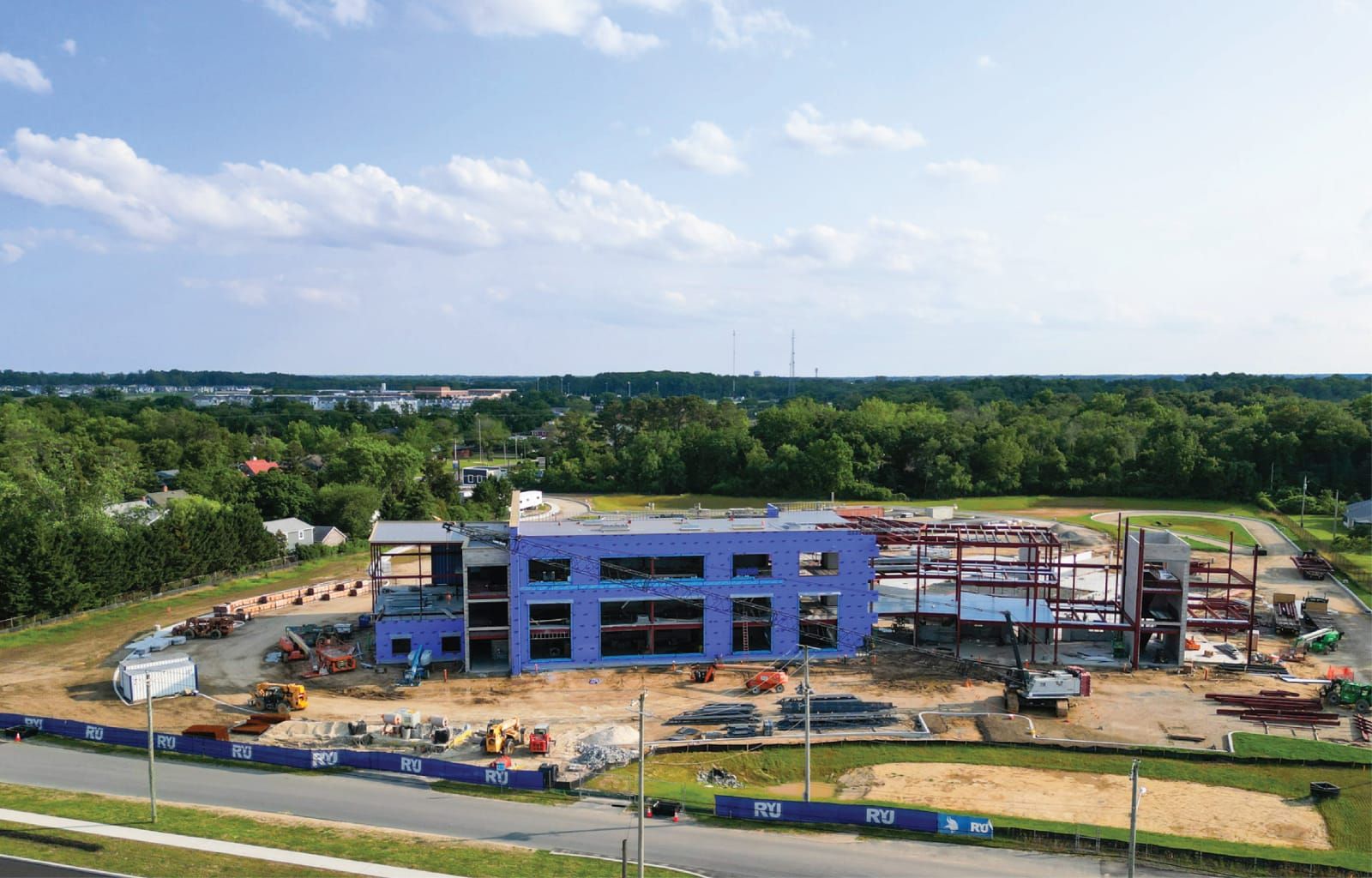 Aerial view of a new Cape Henlopen school building under construction